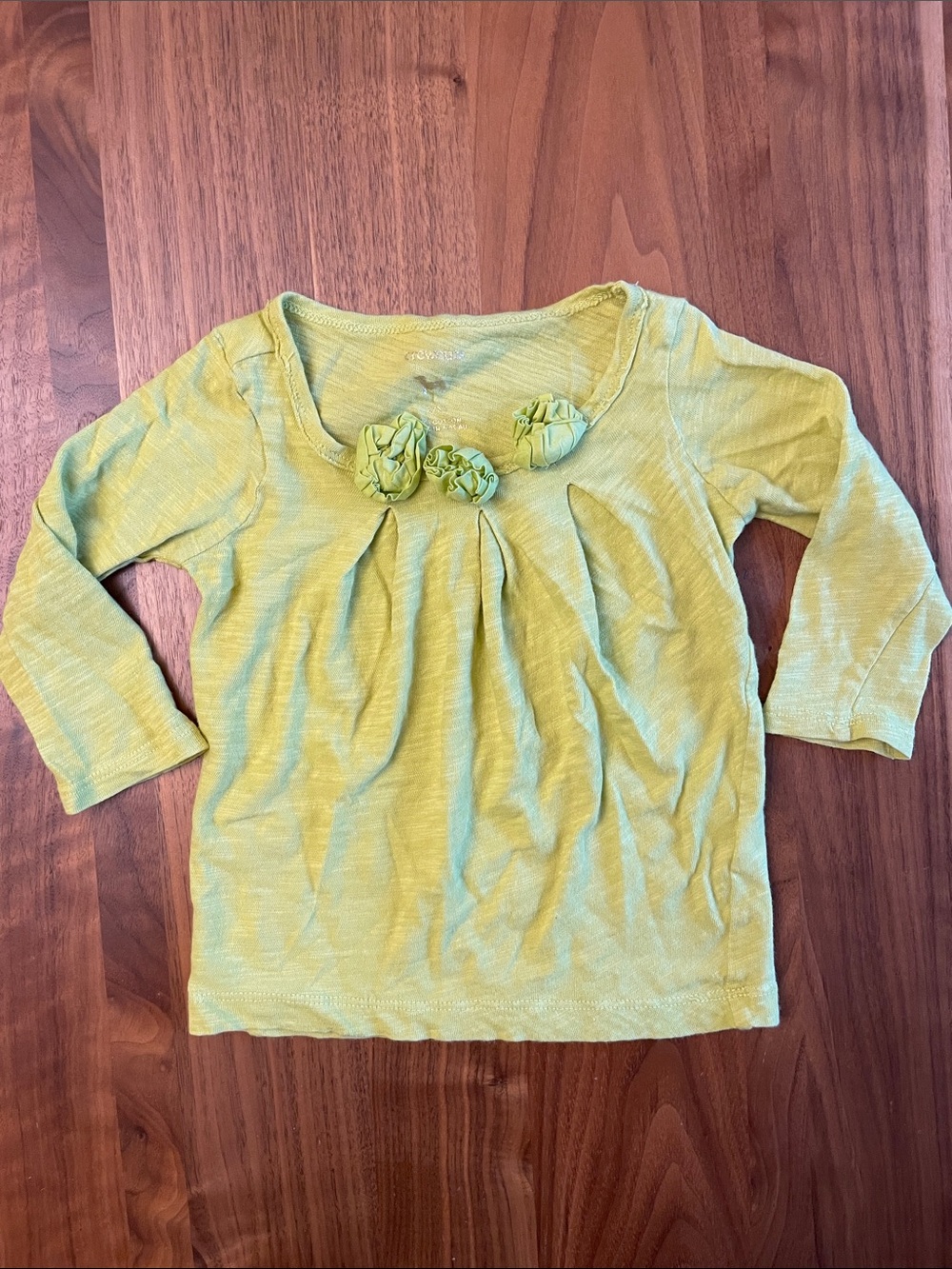 J. Crew Girls' Long Sleeve Floral Rosette Top - Lime Green